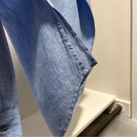 St Tropez women 100% Linen popover tunic rolltab breathable minimal Lagenlook Lg - Picture 6 of 8